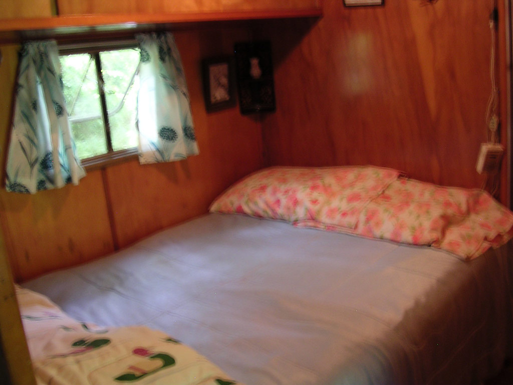 The "Master Bedroom" inside the trailer.